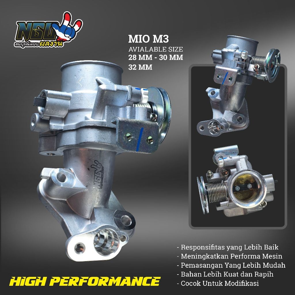 NGO THROTTLE BODY TB MIO M3 XRIDE 125 FINO 125 SOUL GT 125 UKURAN 28 30 32 MM / 28MM 30MM 32MM TB TU