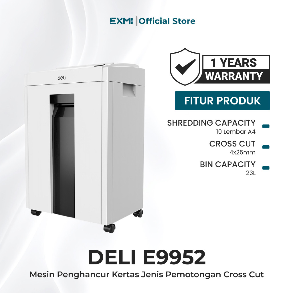 

Deli E9952 Paper Shredder | Pengancur Kertas 10 Lembar A4 | Kapasitas 23L | Ukuran Potong 4x25mm