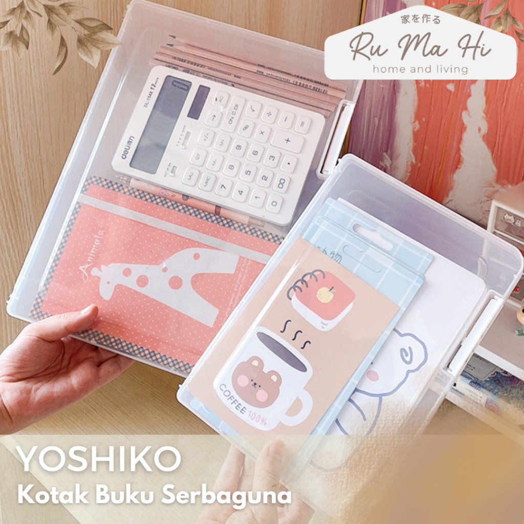 

RUMAHI -YOSHIKO Organiser Alat Tulis Estetis Wadah Simpan Peralatan Praktis Kotak Organiser Alat Kantor Minimalis Organizer Serbaguna Transparan Kotak Multifungsi Bening