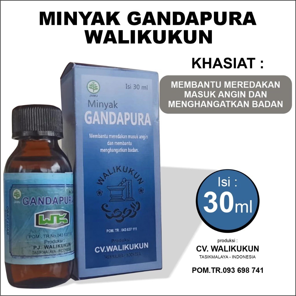 Minyak Gandapura Walikukun Original 30 Ml | Minyak Gandapura Herbal Walikukun | Minyak Gandapura Wal