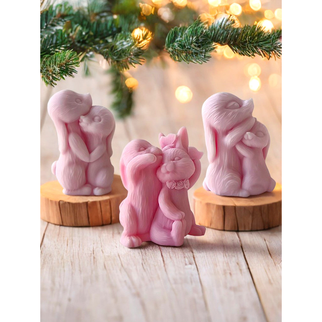 

Rabbit ornament silicone mold; rabbit crystal resin DIY gypsum scented candle mold.