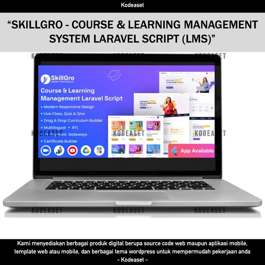 SOURCE CODE APLIKASI WEB SKILLGRO - COURSE & LEARNING MANAGEMENT SYSTEM LARAVEL SCRIPT (LMS) D129 KO