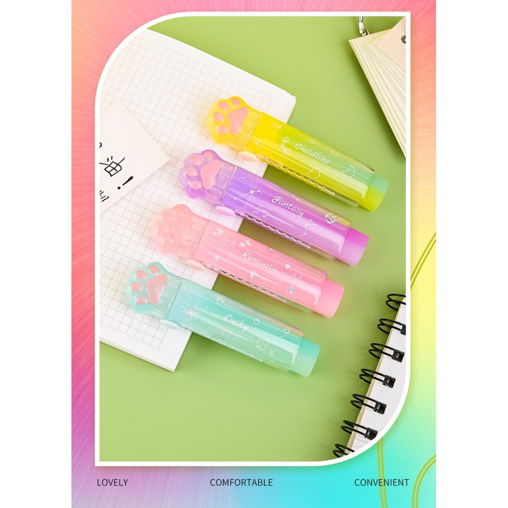 

1pcs Jelly Color Paw Eraser Super Cute Correction Push Type Rubber for Pencil Cleaning School Student Gift F7365