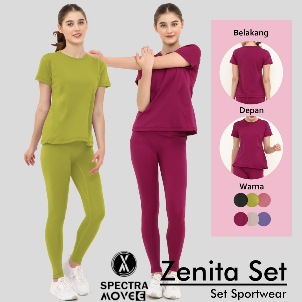 Setelan senam M-XXL ZENITA SET baju senam murah setelan olahraga wanita legging zumba kaos olahraga 