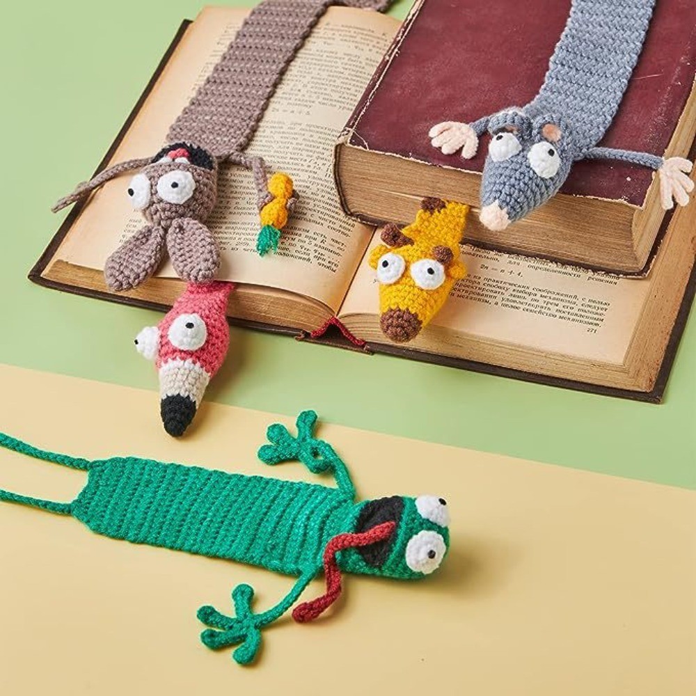 

3D Animal Cartoon Bookmark Book Mark Creative Book DIY Croet Knitting Handmade Bookmark Sool Stationery Hanger Book Clip