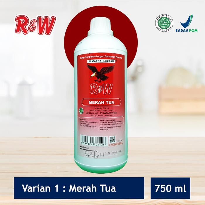 

Pewarna Makanan Kue Rajawali R&W RW 750 ml 1 kg - Merah Tua