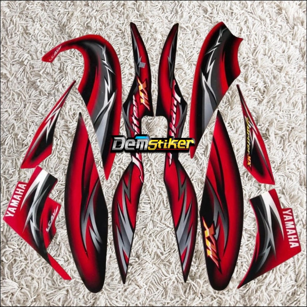 stiker striping yamaha jupiter mx old 135 2006 hitam merah lis body standar original