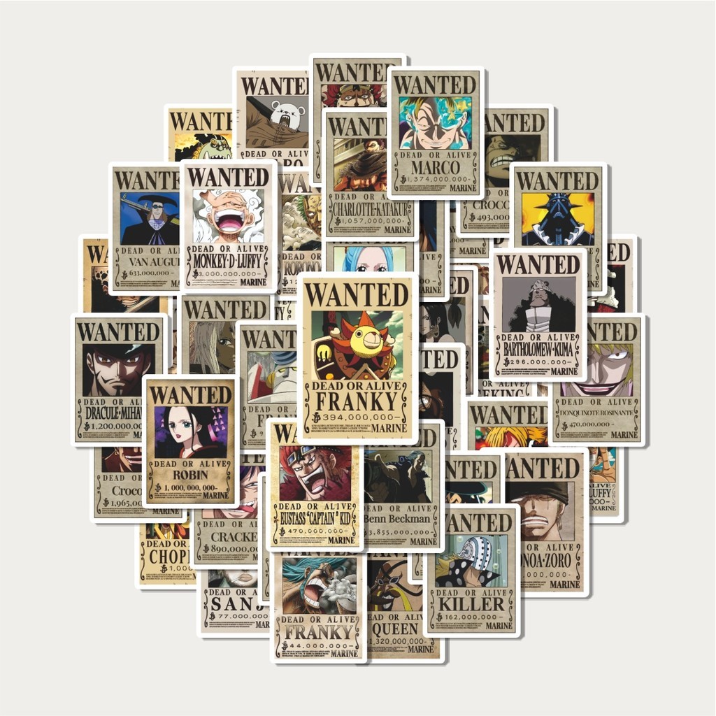 

Sticker Pack Stiker Anime Wanted One Piece | Sticker TUMBLR | Stiker LAPTOP KOPER HELM