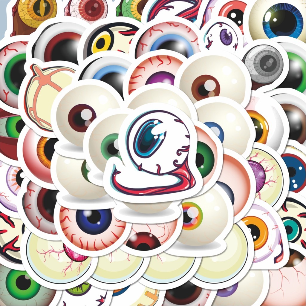 

100PCS Lucu Stiker Horor Bola Mata Kartun Stiker Aesthetic Stiker Anti Air Stikers Berperekat Waterproof sticker decal buat Motor Helm Buku Journal Koper Casing HP Laptop Botol Minum Hadiah anak