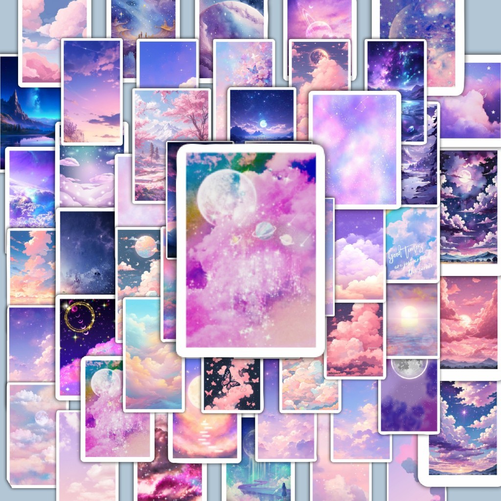 

100PCS Lucu Stiker Dreamy Pastel Paradise [Langit Pastel yang Indah] Stiker Aesthetic Stiker Anti Air Stikers Berperekat Waterproof sticker decal buat Motor Helm Buku Journal Koper Casing HP Laptop Botol Minum Hadiah anak