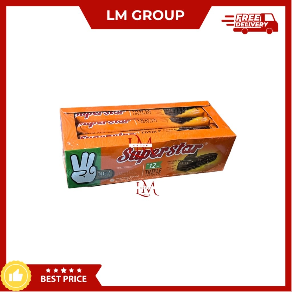 

[1 DUS] Superstar Triple Chocolate Roma Wafer Coklat Isi 8 Pack @20 pcs Cemilan LM Snack Grosir