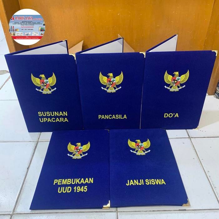 

map sekolah map bludru kantor map upacara bendera 1set full - Isi 5 pcs mbs