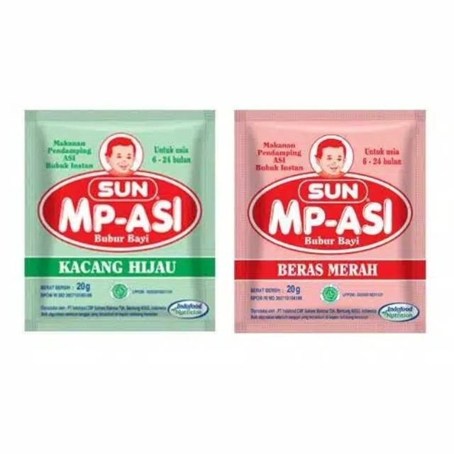 OLO49 Sun Mp-Asi Bubur Bayi Beras Merah dan Kacang Hijau 12 pcs x 20g/ SUN Mp ASI Bubur Bayi RENTENG