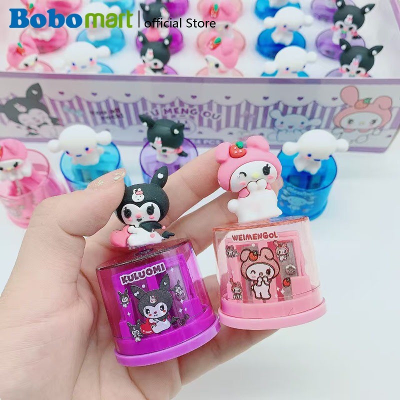 

BOBOMART 1 PCS Rautan Pensil KM-9388 2 Lubang - Serutan Karakter Kuromi, Cinnamoroll, Melody