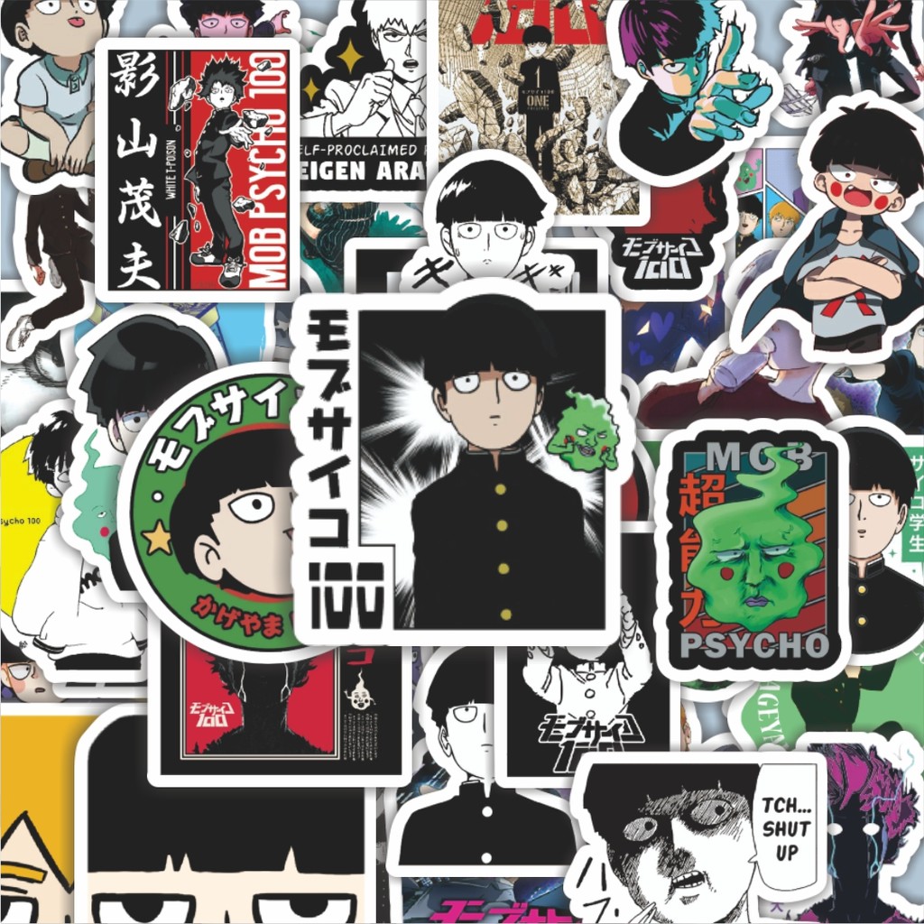 

100PCS Lucu Stiker Manga Mob Psycho 100 Stiker Aesthetic Stiker Anti Air Stikers Berperekat Waterproof sticker decal buat Motor Helm Buku Journal Koper Casing HP Laptop Botol Minum Hadiah anak