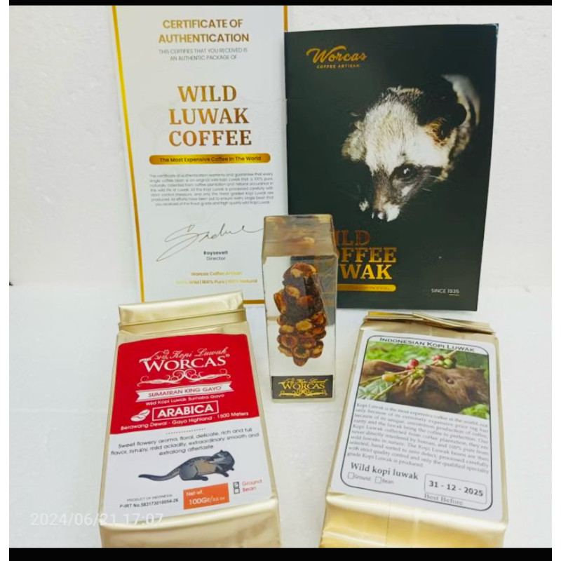 

worcas kopi asli luwak liar non box 5 macan ad biji /bubuk 100 gr