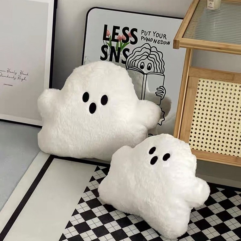 Boneka Halloween Cushion Kawaii Cloud Ghost Pillow Plush Baby Dolls Sofa Chair Cushion For Home Decor Cute Festival Doll Birthday
