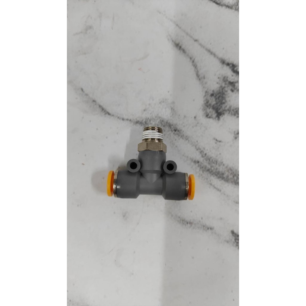 Nepel Angin Fitting Pneumatic Tee T Cabang 3 6mm Drat 1/8 Inci