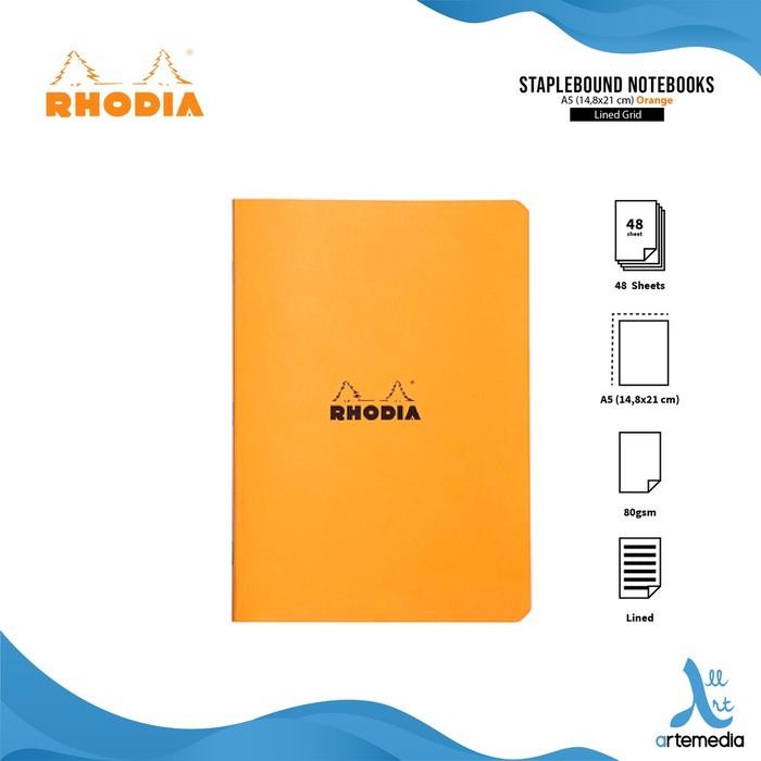

Rhodia A5 Staplebound Coated Card Cover Notebook - DOT GRID BLACK