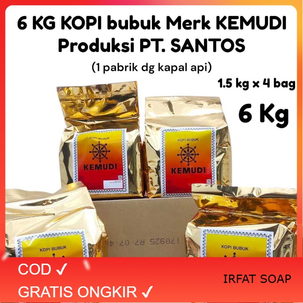 

KOPI KEMUDI / EKSTRA KD kemasan 1 BAG ISI 1,5 KG / 1000gr / 500gr ( 1 pabrik dg kapal api)