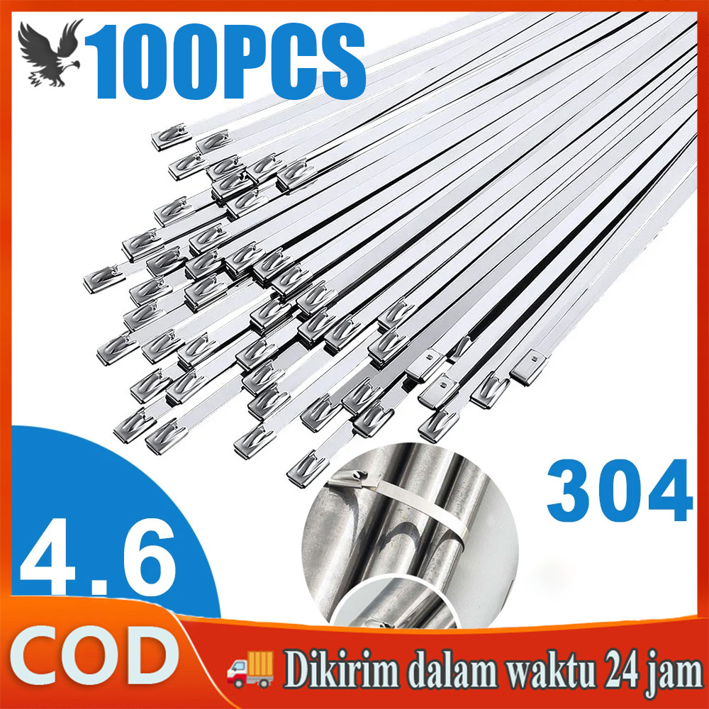 

(100 Pcs ) Kabel Ties Stainless Tali Besi Anti Karat 304 / Cable Ties ikat besi Kabel Tis Steel Metal Tie lock / ikatbesi Kabel Tis Steel Metal Tie lock/ KlemPengikat Pipa Exhaust / Knalpot Motor-Mobil