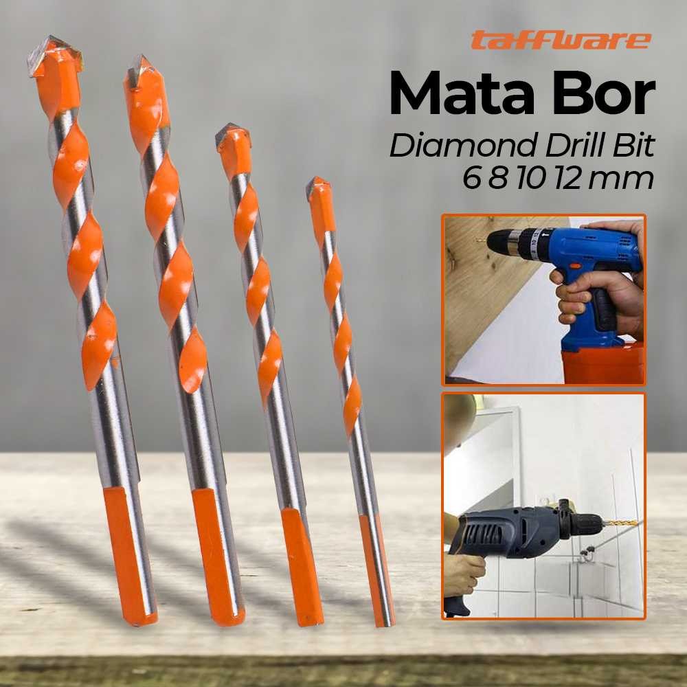 

Taffware Mata Bor Diamond Drill Bit 6 8 10 12mm 4 PCS - 1