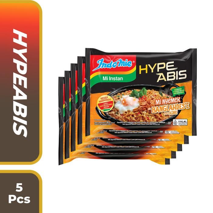 

5 PCS - Indomie Hypeabis Mie Nyemek Banglahdes'e Rasa Kari 80gr