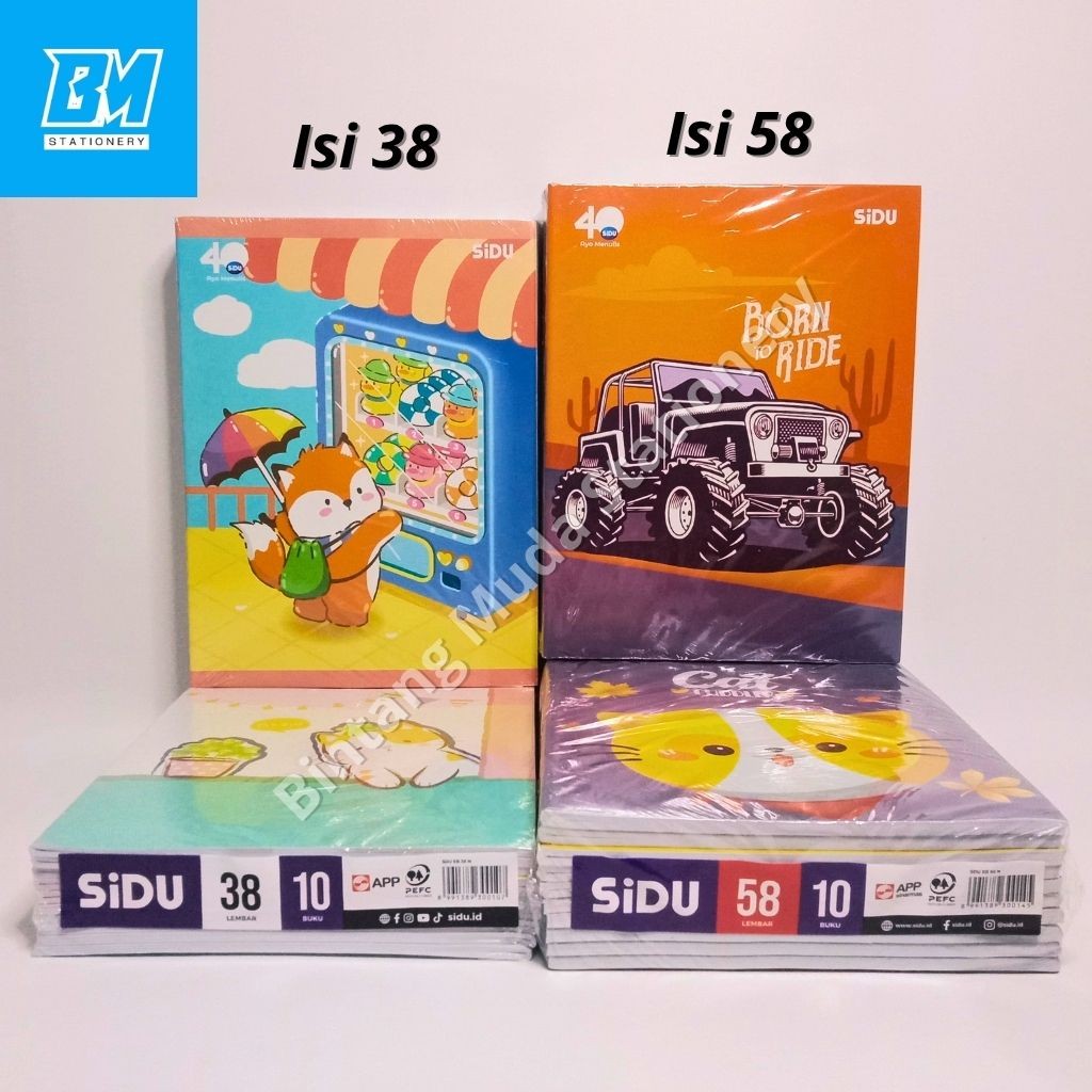

Buku Tulis Sekolah SIDU Isi 38 & 58 Lembar 1 Pack 10 Pcs | Buku Tulis Sekolah | Buku Sekolah Anak | Buku Tulis | Buku Tulis SIDU | SIDU | Sinar Dunia