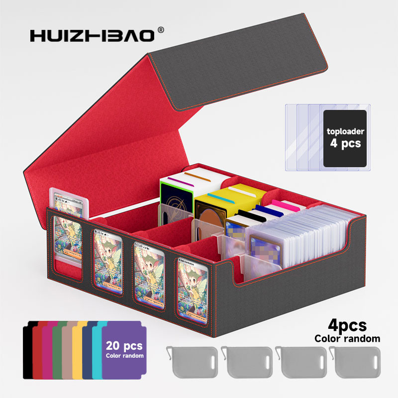 

Trading Card Storage Box with Commander Display, Card Storage Box for Trading Cards with Card Supporters, toploader storage box