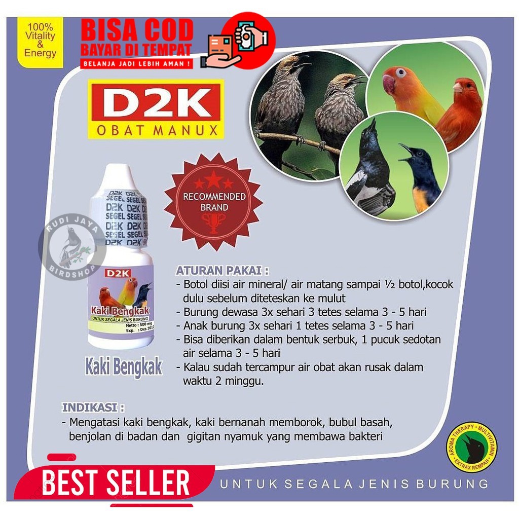 SEDIA KAKI BENGKAK D2K OBAT BURUNG SAKIT KAKI IRITASI BENGKAKLUKA TIDAK NANGKRING INFEKSI LESU MACET