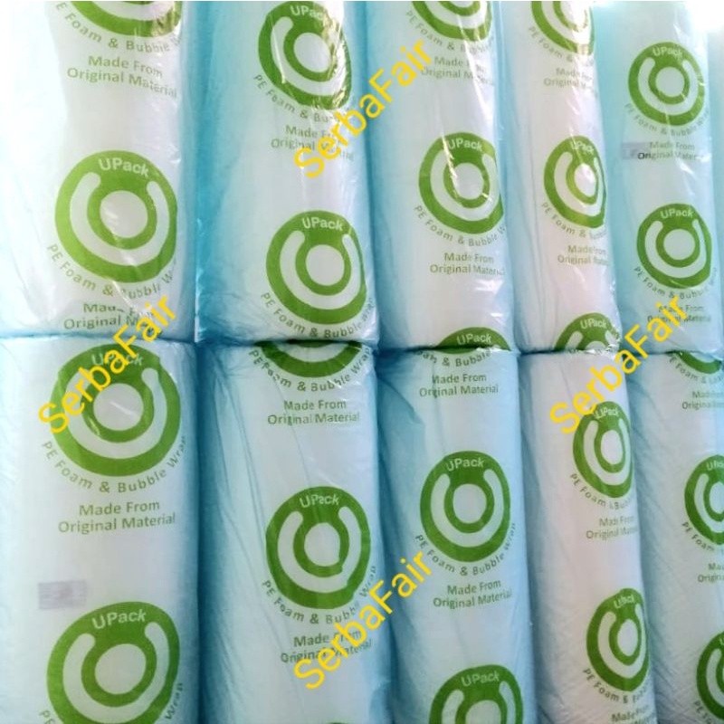 

Bubble Wrap Putih Bening 1.25Mx50Meter UPACK CAP HIJAU FULL Hemat Murah Bubblewrap Bandung