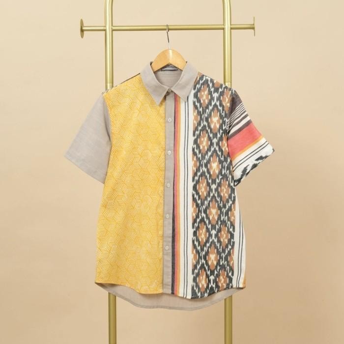 [[New Arrival]] Kemeja batik cowok M1136 Cream - XXXL