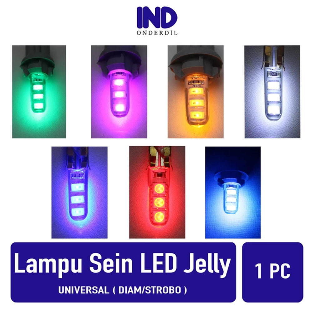 1 PC Lampu Variasi LED Jelly 6 Titik LED T10-T 10 Diam-Strobo-Kedap-Kedip Sein-Sen-Ritting-Riting-Sp