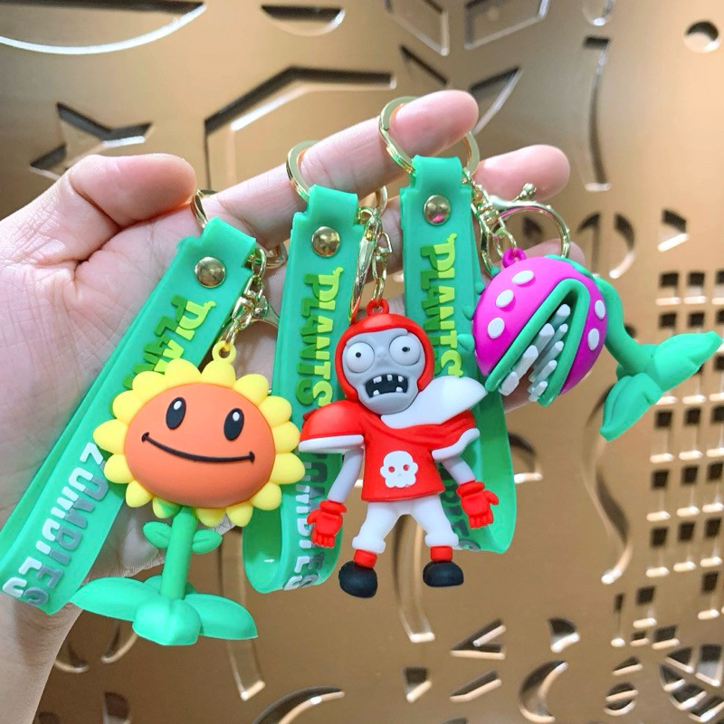 [GH] Plant vs Zombie keychain PVZ gantungan kunci lucu zombie cone football peashoter Goms Home Mini