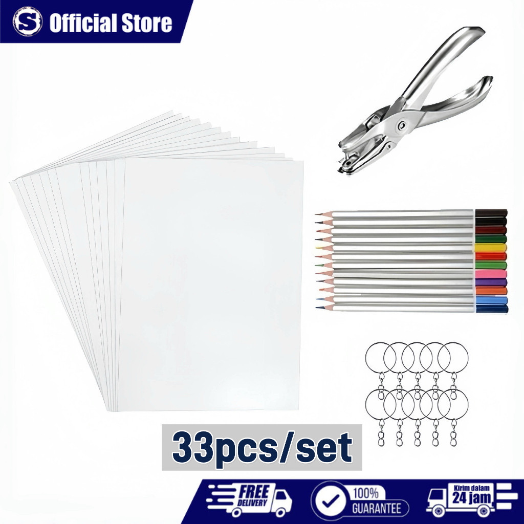 

New 1SET (33pcs) DIY Shrinky Dink Plastic / Heat Shrink Plastic Sheet / Printable Shrinky Dink PlasticPremium