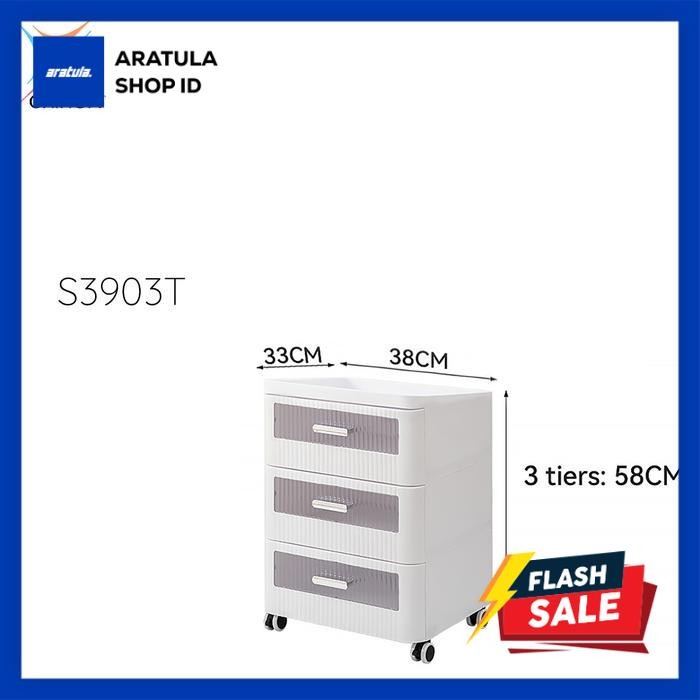 

Oxihom Lemari Plastik Susun Lemari Baju Lemari Pakaian Laci Plastik Susun dengan Roda Tutup Transparant Furniture - 3 Susun Putih