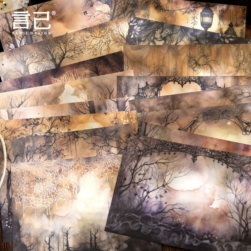 

32 pcs Vintage wilderness material paper ins Dark Castle hand account collage background decoration Scrapbooking accessories