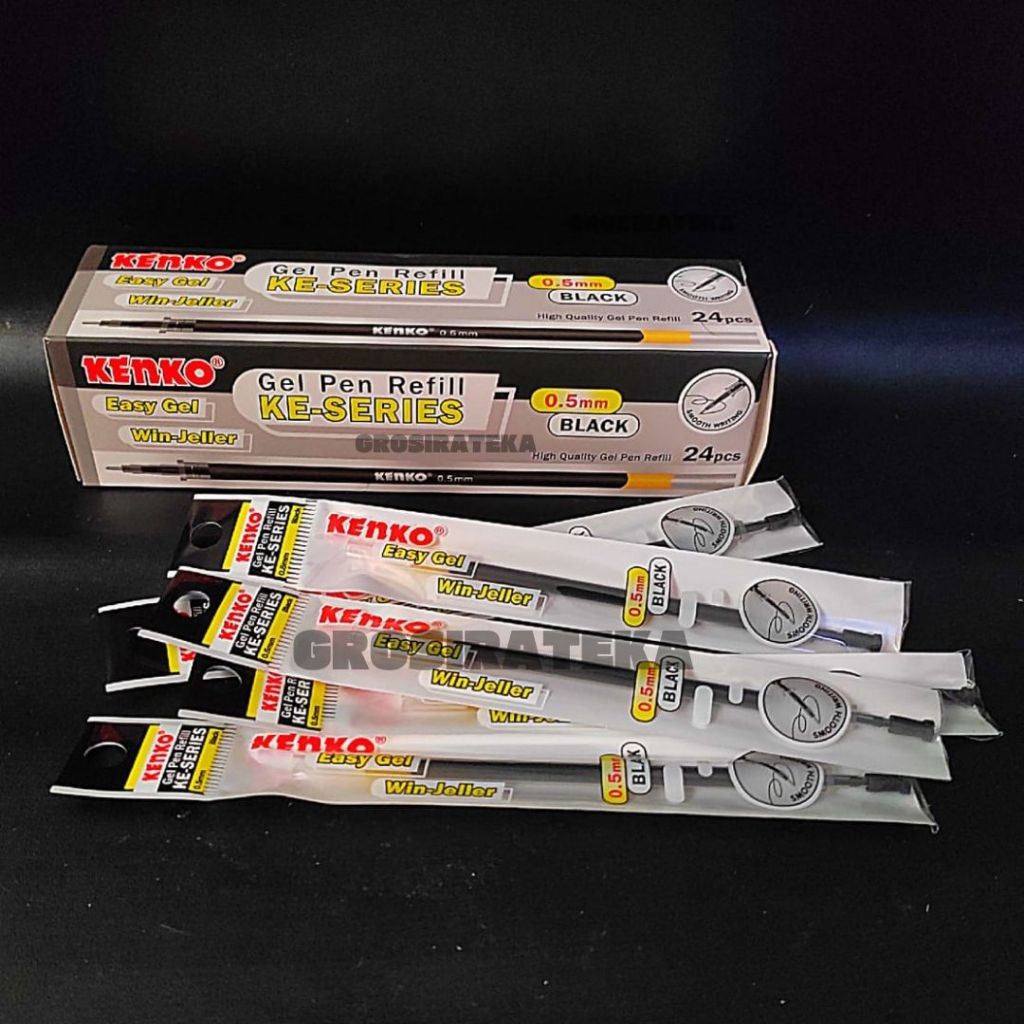 

REFILL PULPEN GEL, ISI BOLPOIN EASY GEL KE-SERIES HITAM KENKO