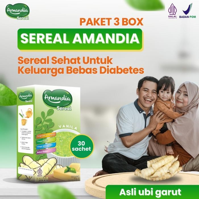 

Paket 3 Box Amandia Sereal 300 gram Halal BPOM - Gluten Free, Aman Penderita Diabetes & Indeks Glikemik Rendah