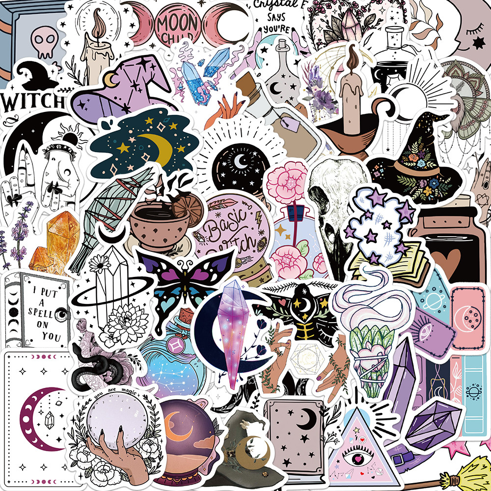 

50PCS Bohe Witchy Apothecary Graffiti Sticker Witch Sticker Astrology Tarot Goth Waterproof Toy Decals for Kid Girl Gift