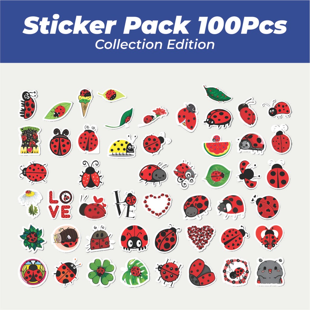 

Hot Stiker Hewan Ladybird,/Ladybug [Kumbang Kecil] Lucu Anti Air Stikers Berperekat Waterproof Sticker Decal Buat Motor Helm Buku Journal Koper Casing HP Laptop Botol Minum