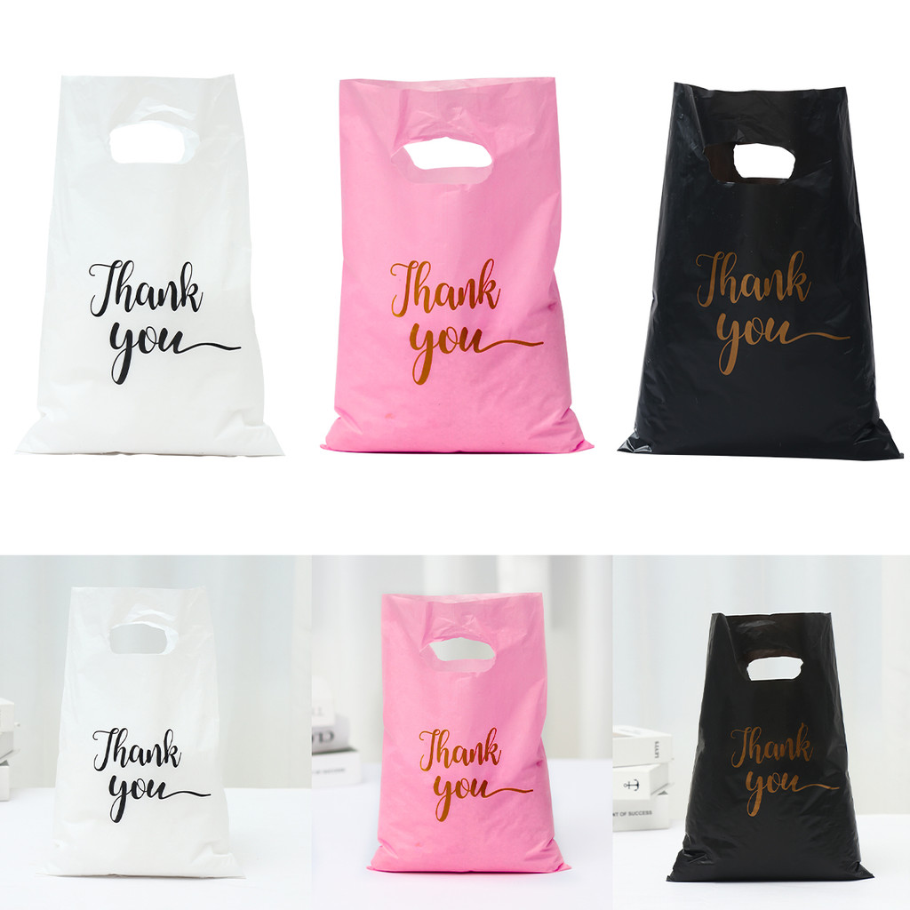 

100pcs Thank You Bag Gift Plastic Shopping Bag Tote Bag 20*30cm Gitf Bag Birthday Wedding Party Favors Candy Cookie Wrappers