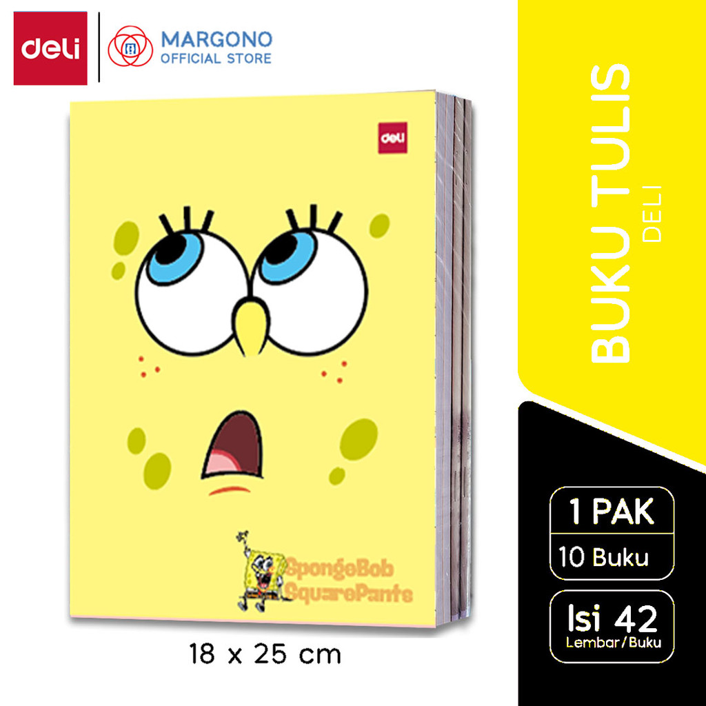 

Deli Buku Tulis Sekolah Panjang / Boxy B5 42 Lembar Spongebob 2 - 10 buku (1 pak)