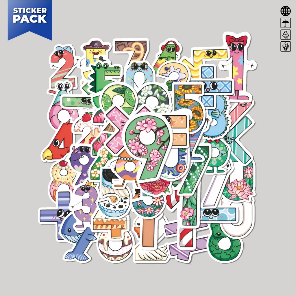 

[100PCS]Stiker Pack Stiker Numerik Aesthetic Vinyl Anti Air Dekorasi Sticker Laptop Buku Journal Koper Helm Casing HP Gitar Helm Skateboard