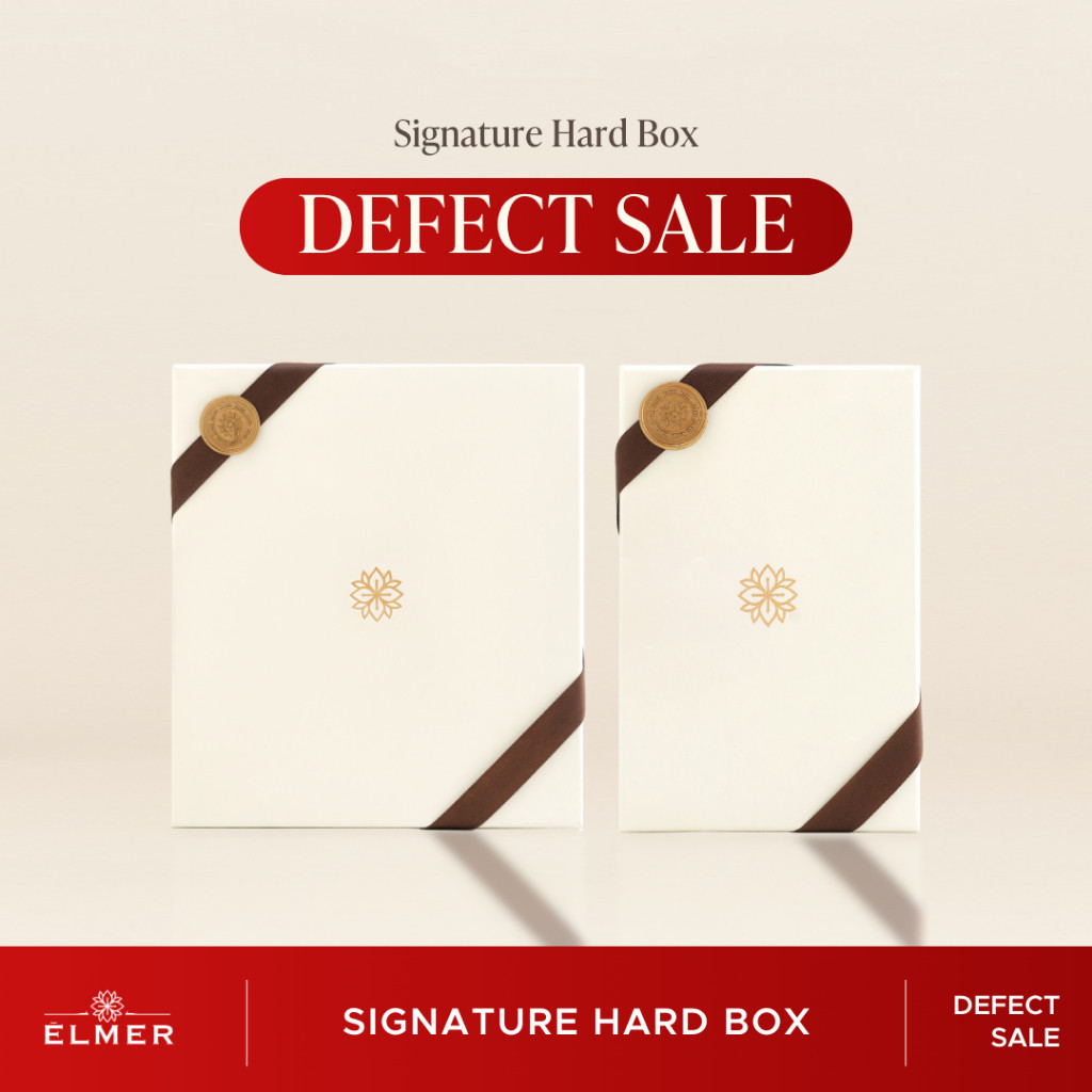 

[GRADE B] ELMER Signature Hard Box Gifting Kit Kotak Kado Hadiah Medium-Large Textured Ivory Paper
