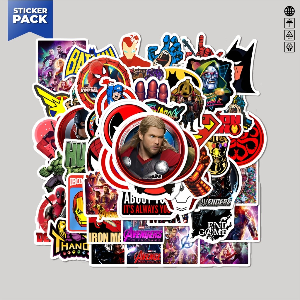 

[100PCS]Stiker Pack Stiker Marvel V3 Aesthetic Vinyl Anti Air Dekorasi Sticker Laptop Buku Journal Koper Helm Casing HP Gitar Helm Skateboard