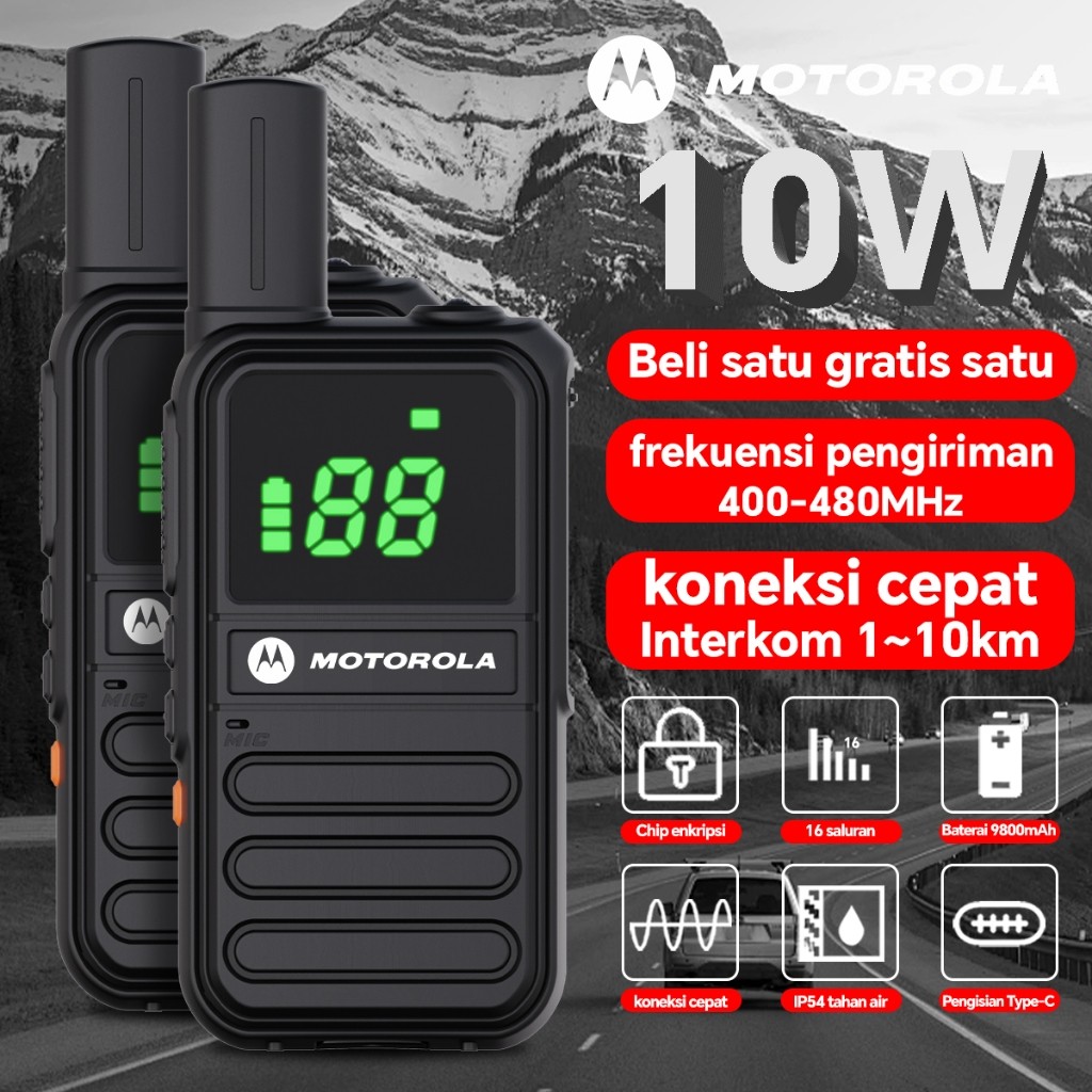 HT Motorola T82 10Watt Two Way Radio Mini portabel kekuatan tinggi Walkie Talkie profesi FM pemancar