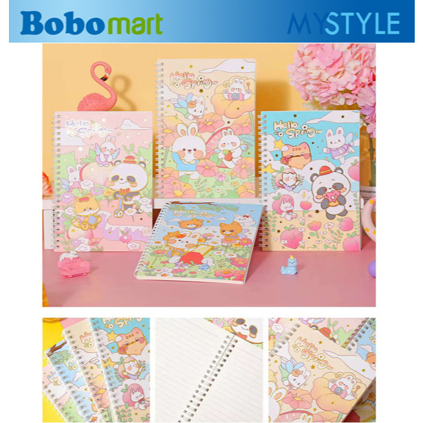 

BOBOMART Notebook A5 Series 40 Lembar | Buku Tulis Karakter Lucu, Diary Kartun Spiral - Murah