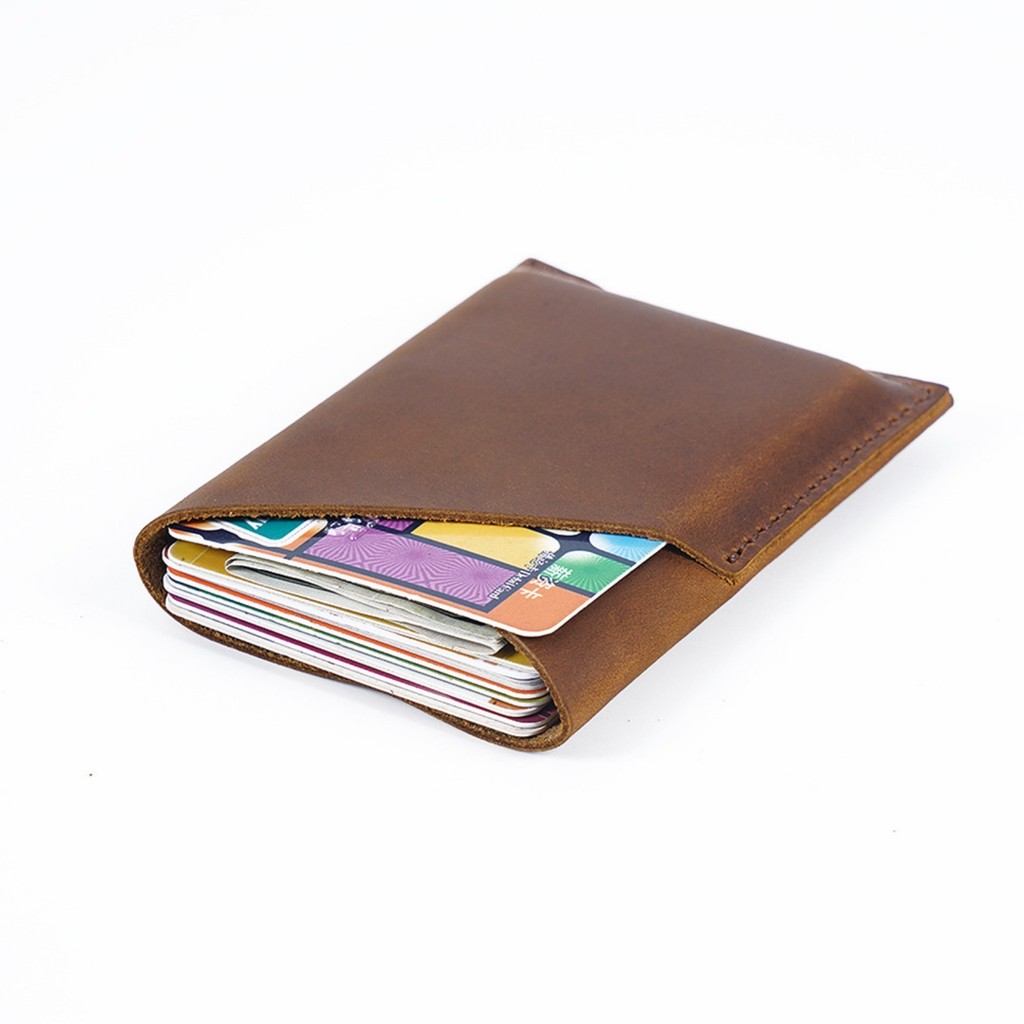

Vintage Genuine Leather Credit Card Holder Slim Minimalist Pocket Wallet Business Card Case for Women Men