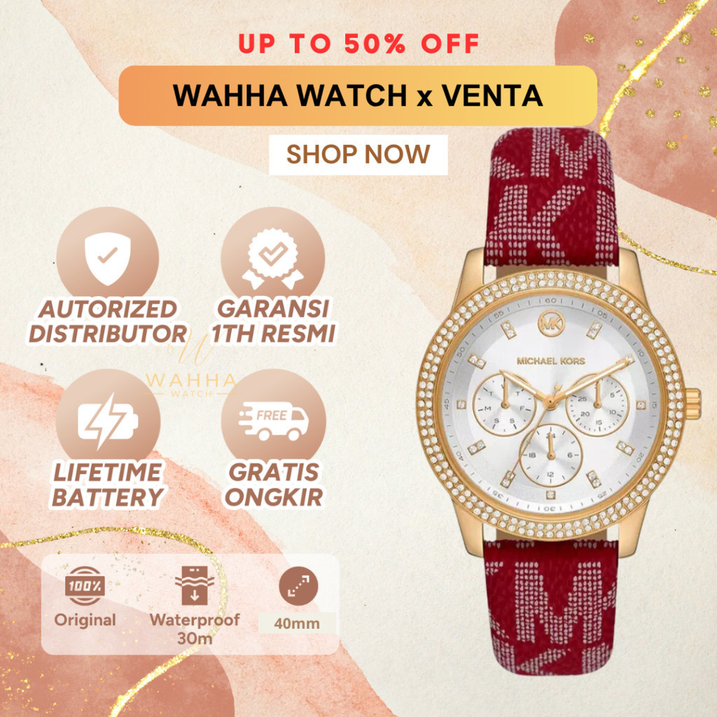 Jam Tangan Wanita  MK2975 Ladies Watch Red Dial White Watch [BERGARANSI]